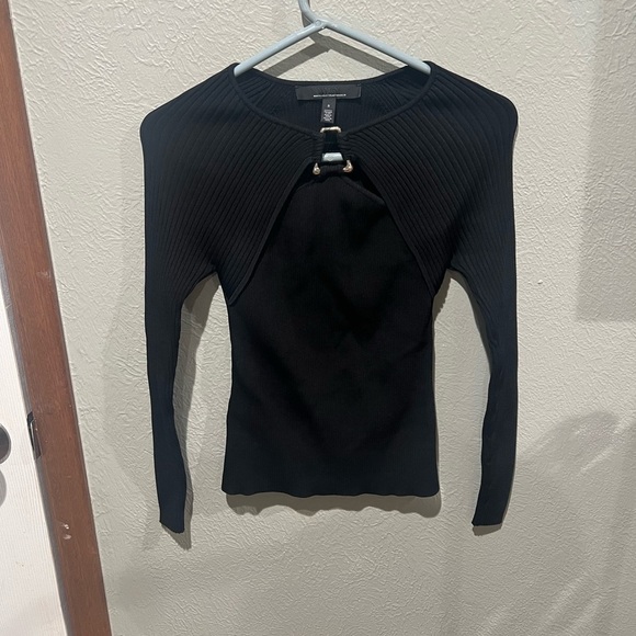 White House Black Market Tops - White House Black Market Black Ribbed Blouse Buckle Detail Size Small EUC Y2K